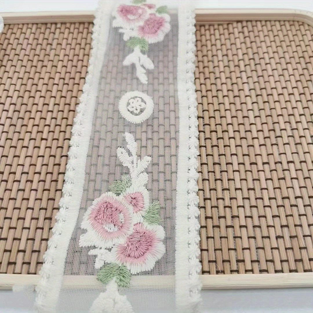 Flower Embroidered Lace Ribbon Organza - Temu