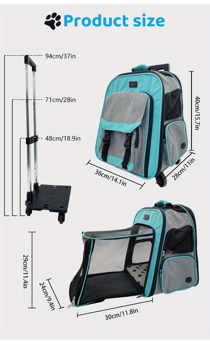 Airline approved Rolling Pet Carrier: Telescopic Handle - Temu