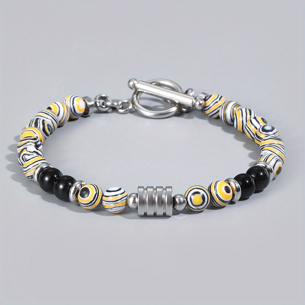 Men's Stainless Steel Beaded Bracelet