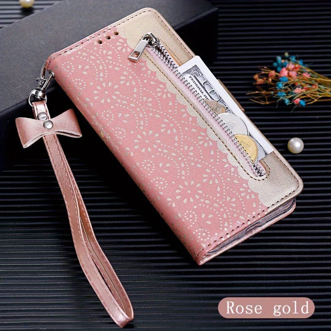Luxury Case Compatible with iPhone 12 Pro Max Case with Adjustable  Wristband Kickstand and Card Holder, Designer Classic Retro Pattern PU  Leather