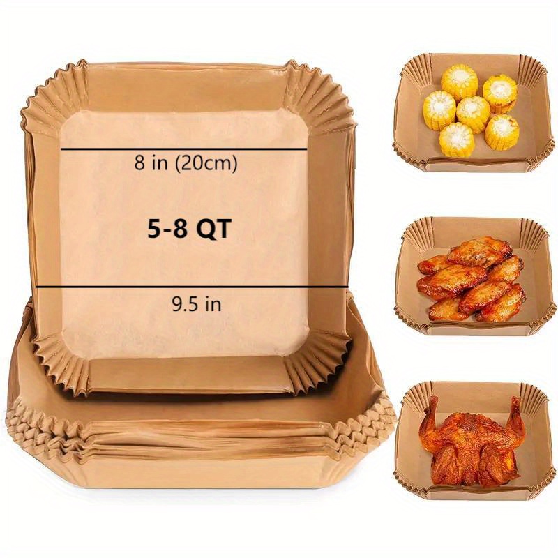 50pcs Air Frying Pan Disposable Wood Pulp Parchment Paper Cheese Cake Pad  Air Frying Pan Baking Paper Air Frying Pan Accessories