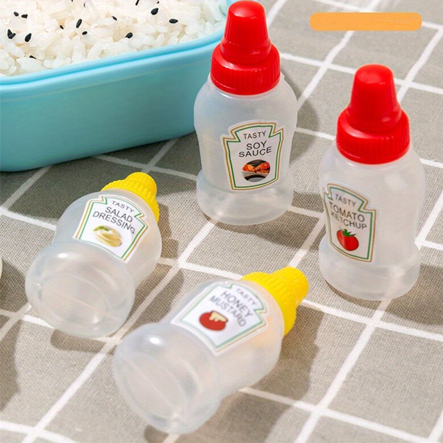 14 Pcs Mini Condiment Squeeze Bottles with 1 Dropper Dispensing Bottle, 46  Pcs Animal Food Picks, Cute Animal Head Plastic Sauce Bottles,Tomato
