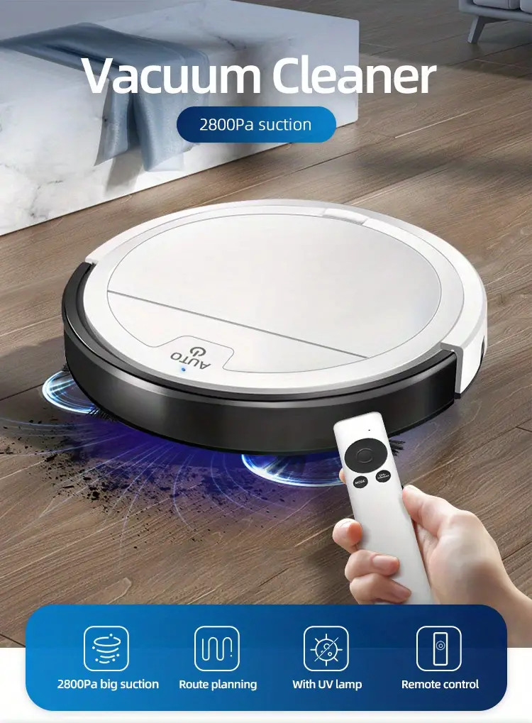 1pc household automatic robotic sweeping intelligent auto robot vacuum cleaner with remote control 2800pa details 0