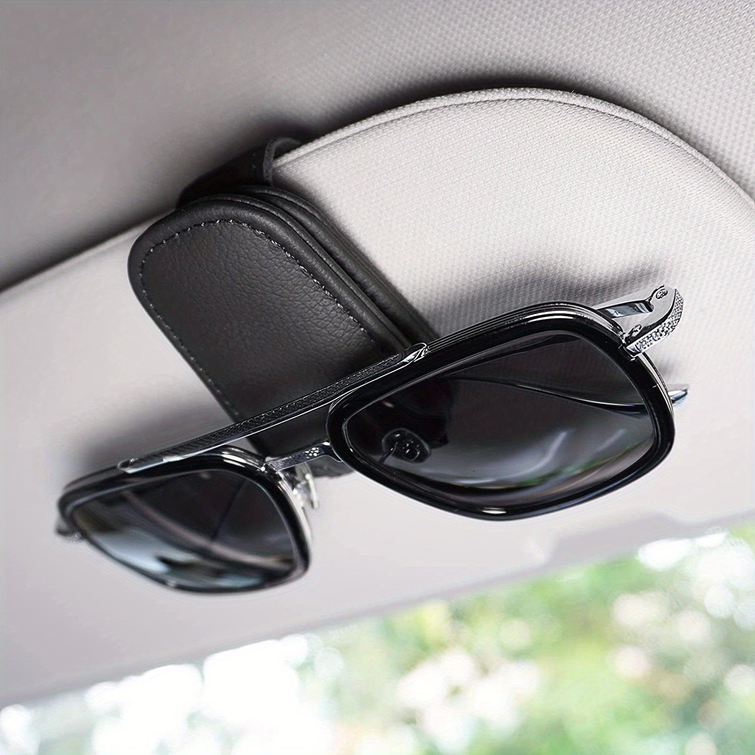 Multi-color Car Sunglasses Holder, Pu Leather Magnetic Visor