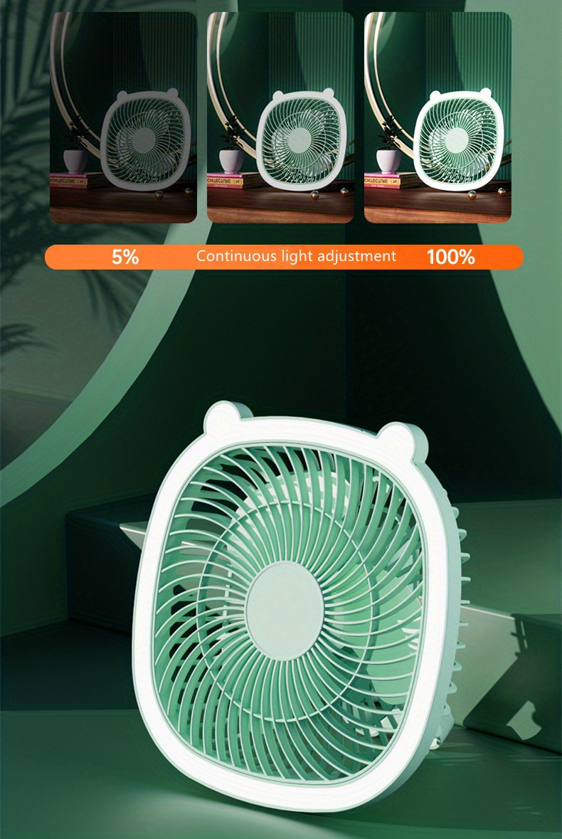 サマー必須のポータブルUSBナイトライト電動ファン壁天井ファンデスクトップ小型ファンサイレント折りたたみ Temu Japan
