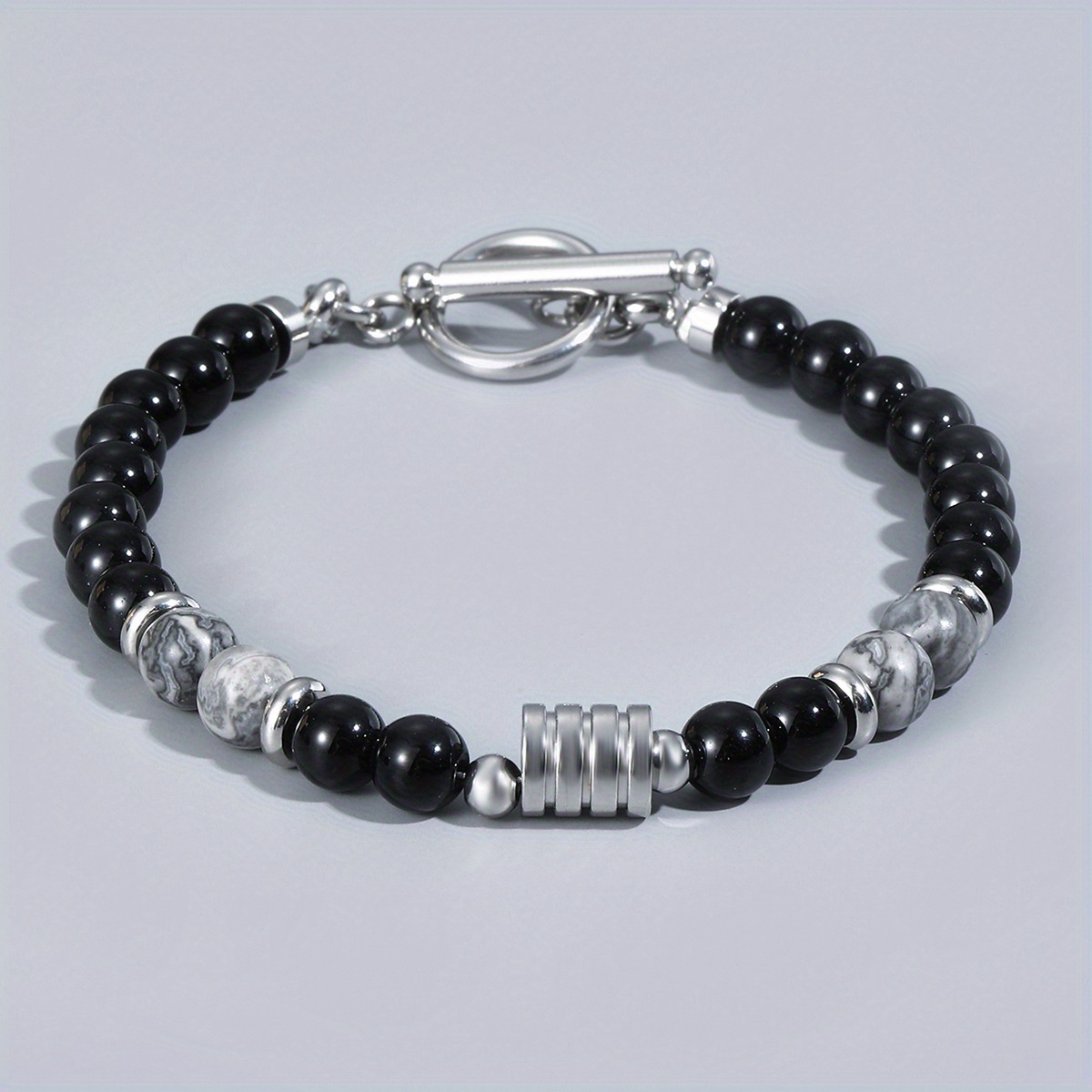 Men's Stainless Steel Beaded Bracelet