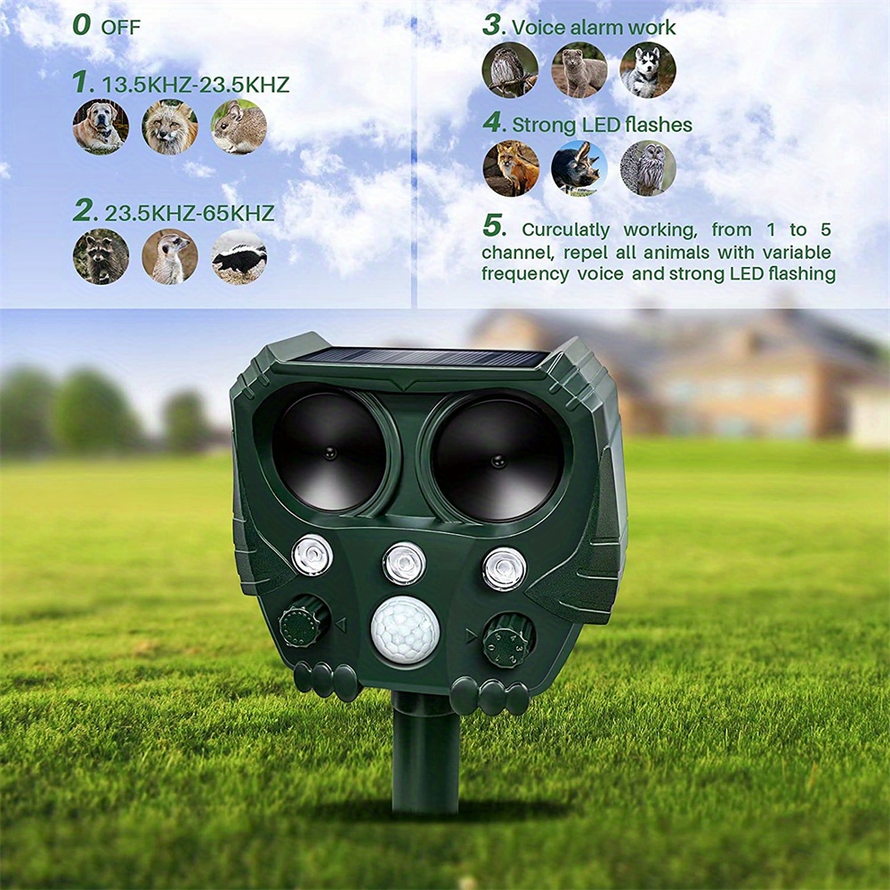  Ultrasonic Animal Repeller,360°Solar Pest Animal Repellent,Cat  Repellent Outdoor,Squirrels Repellent with Motion Sensor & Flashing  Light,Deer Repellent Devices,Repel,Deer,Rabbit,Raccoon,Dog,Bird