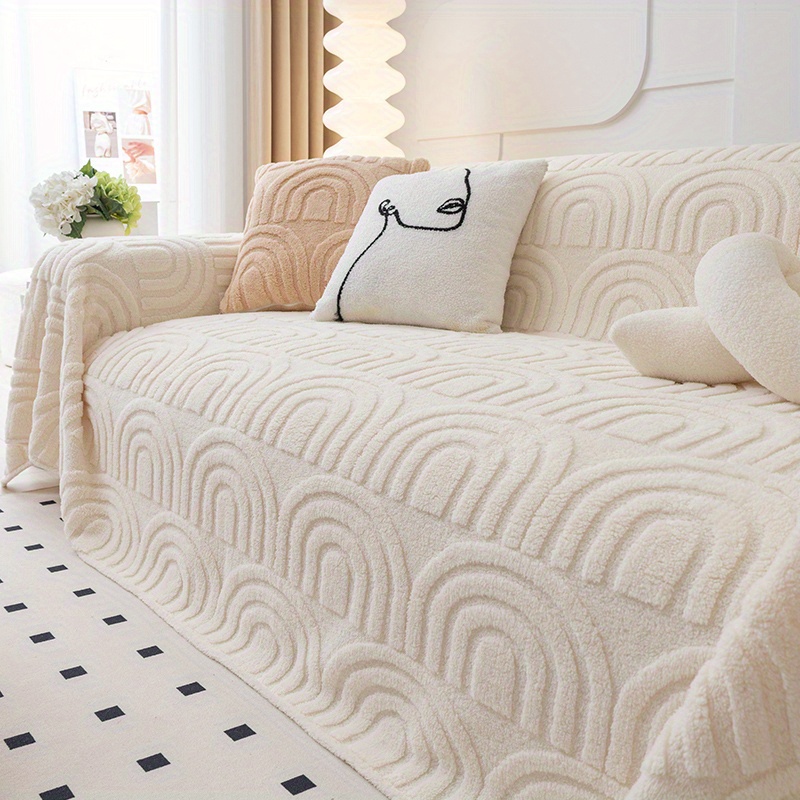 Image of 1pc Jacquard Sofa Slipcover/pillowcase - Non-slip Furniture Protector For Bedroom, Office, Living Room - Home Decor Couch Cover
