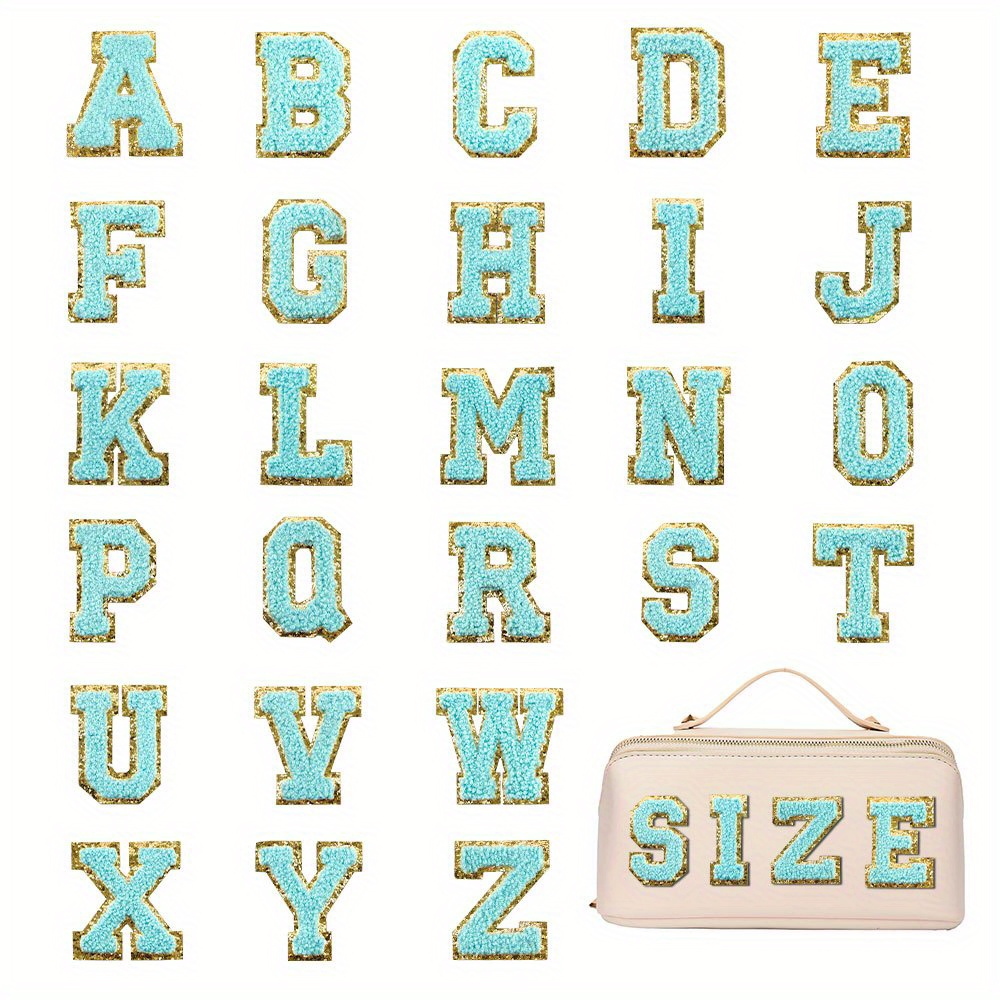 A-Z Big Size Letter Patches for Clothing Blue Color Iron on