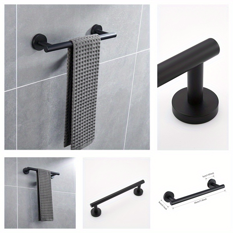 Toallero negro, soporte para toallas de mano para baño montado en la pared,  soporte para toallas de baño, toallero de baño, accesorios de baño, – Yaxa  Colombia