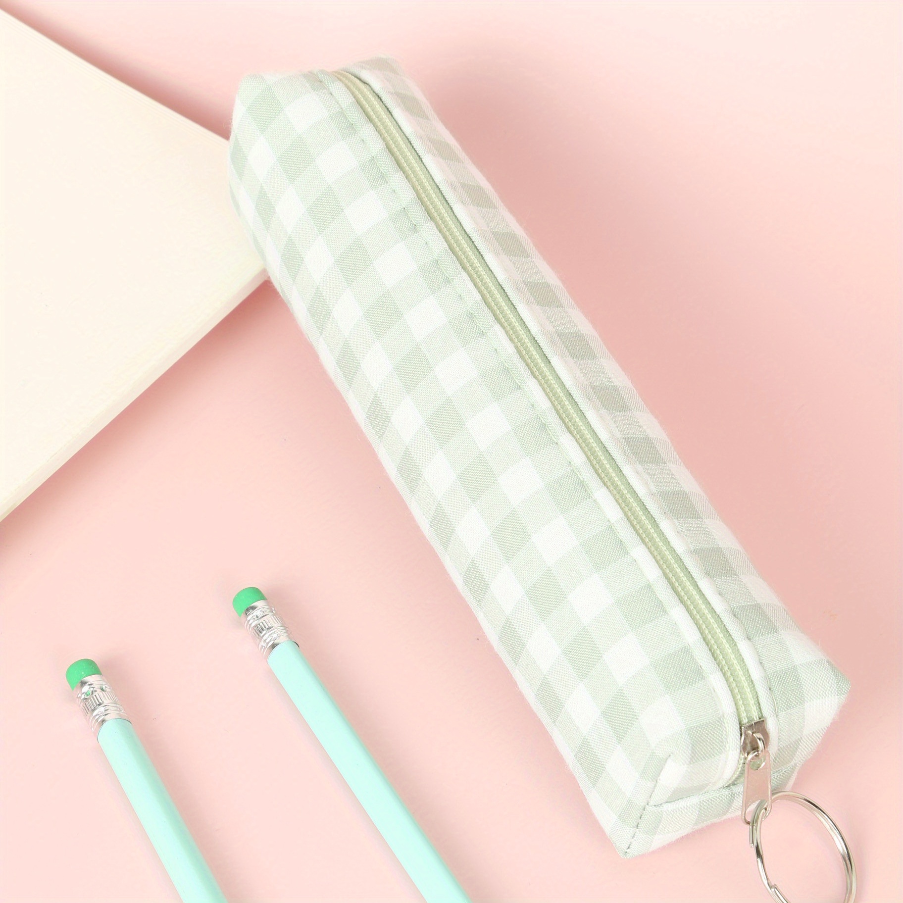 Classic Plaid Pencil Case Student Stationery - Temu