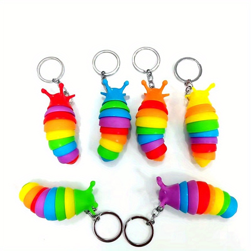 Random Color Caterpillar Keychain For Men, 3d Articulated Stretch