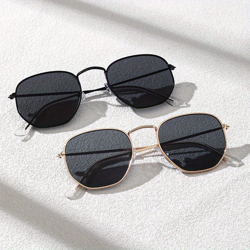 2 Pairs Men's Oval Frame Sunglasses Mixed Metal PC Eyewear