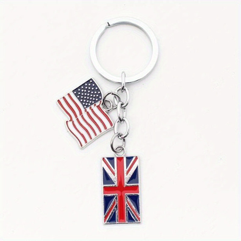 1pc american british flag pendant keychain colorful enameled usa uk flag simple style party holiday decoration souvenir gifts for friends a1 6