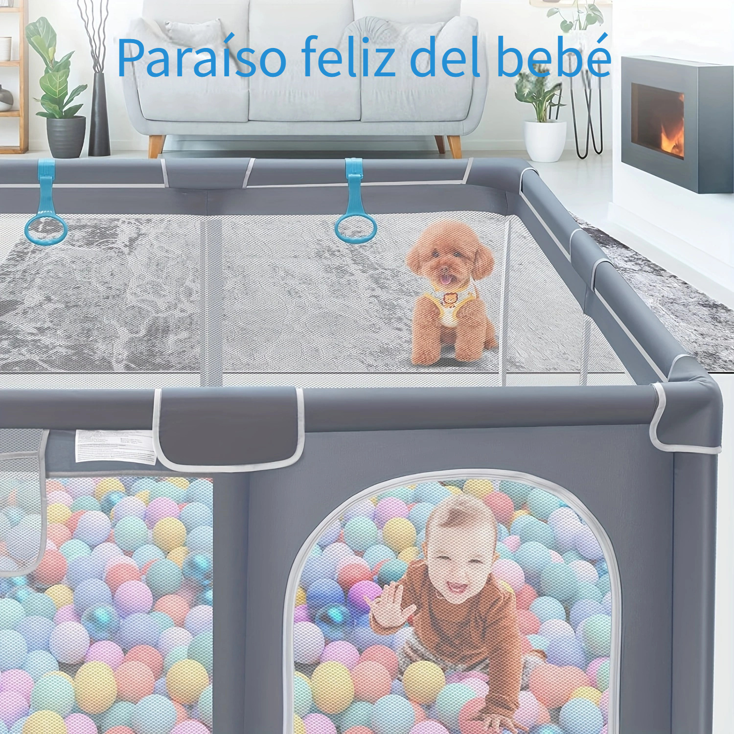 Parque Infantil Bebe, 150x180x66cm Parque de juegos para bebés, Corralito  bebe con Malla Transpirable, Cerca portátil para niños,Corral bebe con 4