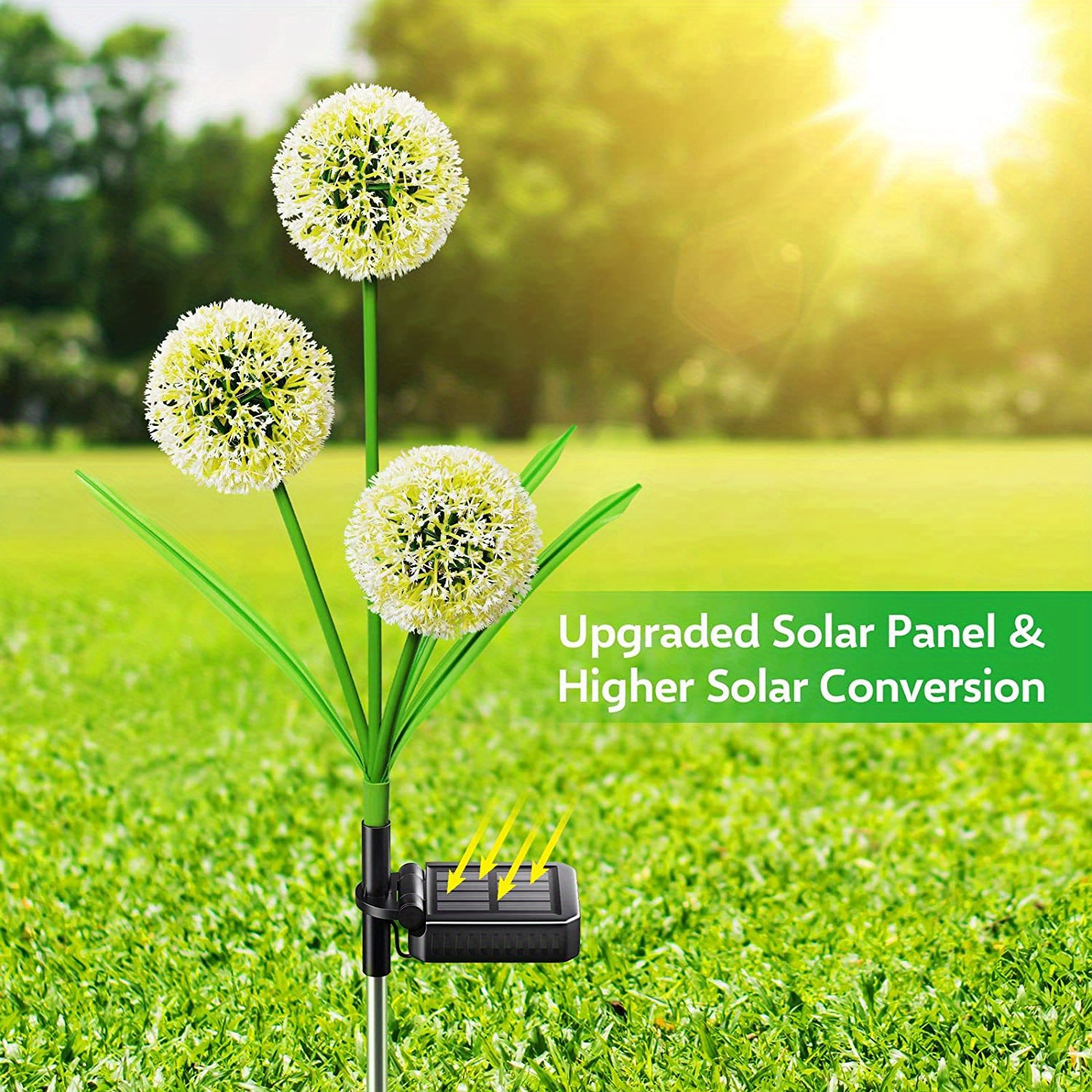 1pc 2pcs solar outdoor lights decorative 36leds solar garden lights with 2 lighting modes 3 in 1 solar dandelion flowers ip65 waterproof solar powered outdoor lights for garden yard multi colored details 6