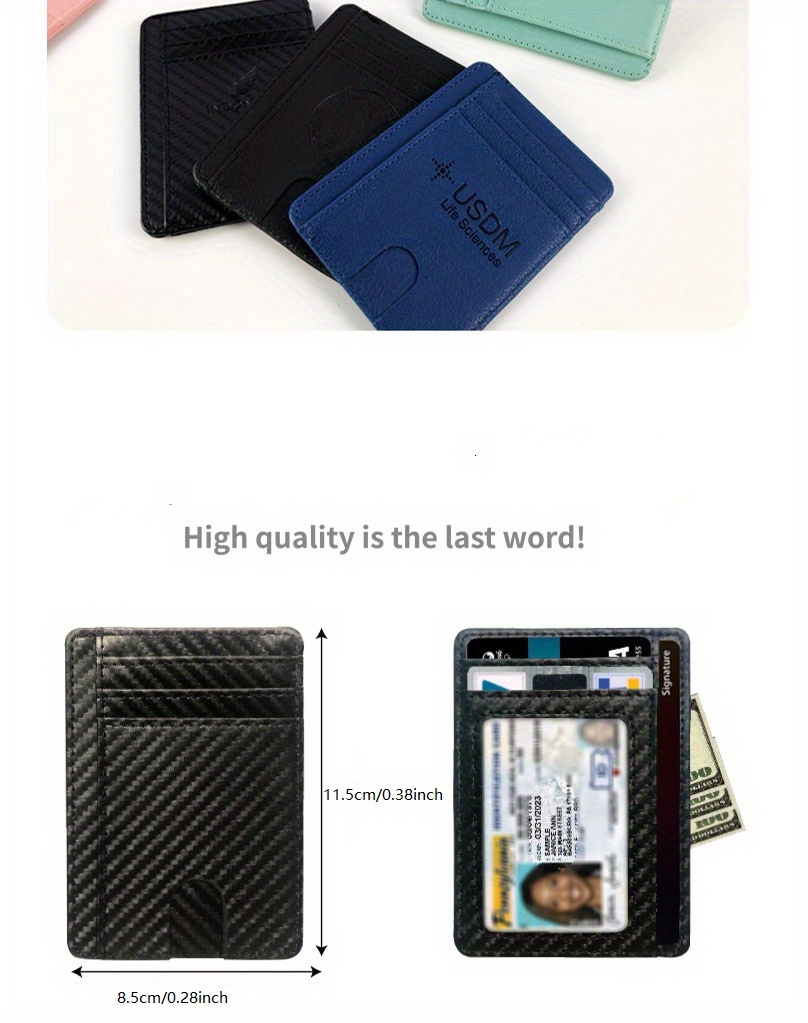 Leather Card Holder Rfid Blocking Credit Card Case - Temu