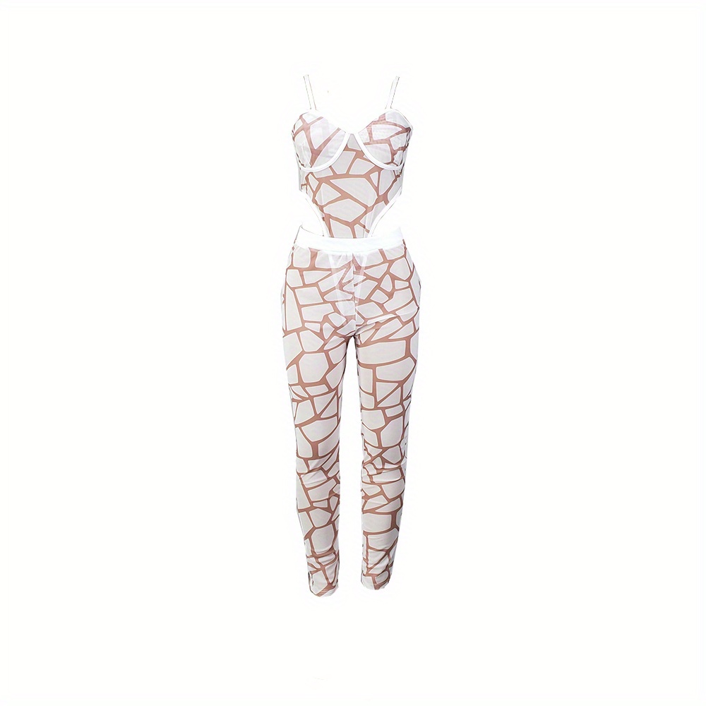 Graphic Print Sexy Two piece Set Sleeveless Spaghetti - Temu