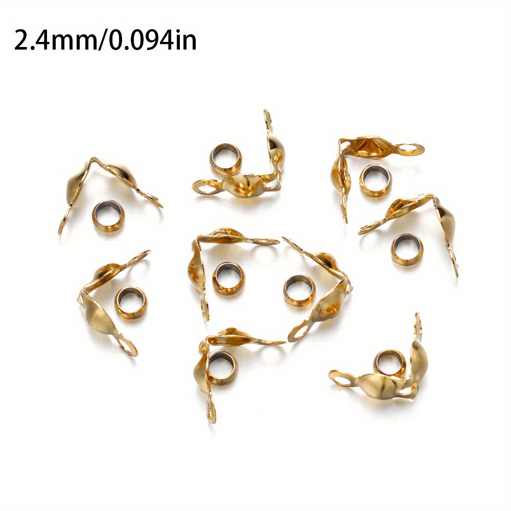 Wholesale DICOSMETIC 800Pcs Stainless Steel Tiny Crimp Beads Golden Round  Open Knot Covers Bead Tips Knot Covers Bead for Jewelry Making Wedding  Birthday Party Festival Favor，Hole：0.8mm 