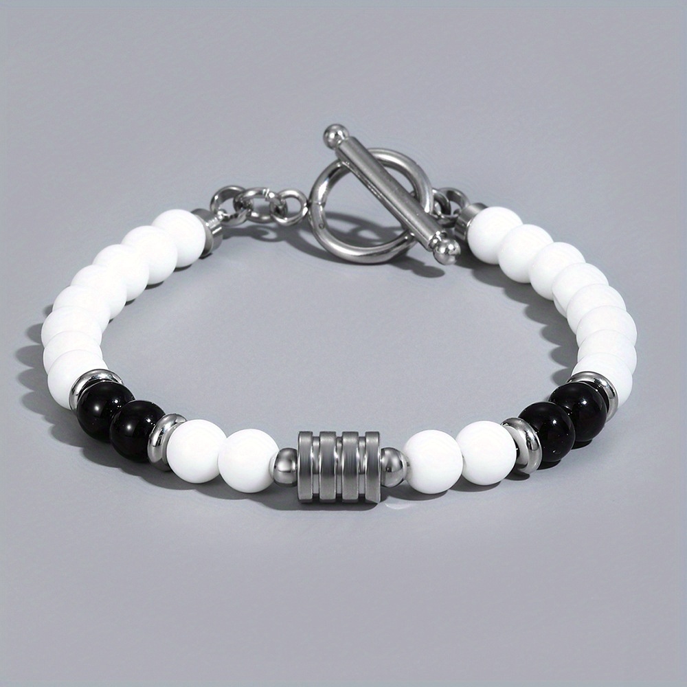 Men's Stainless Steel Beaded Bracelet