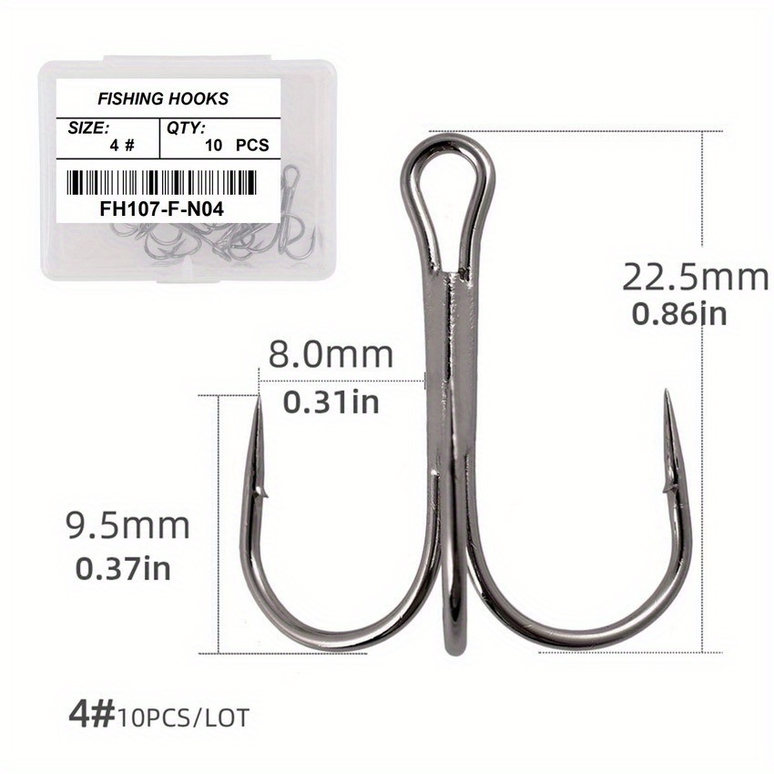 10pcs Box Premium Fishing Treble Hooks Kit High Carbon Steel - Temu