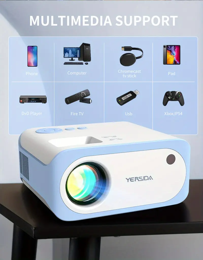 yersida projector p2 portable outdoor video mini proyector support 1080p wifi synchronous mobile phone led smart tv cinema home camping proyector compatible with android ios windows tv stick hdmi usb details 5