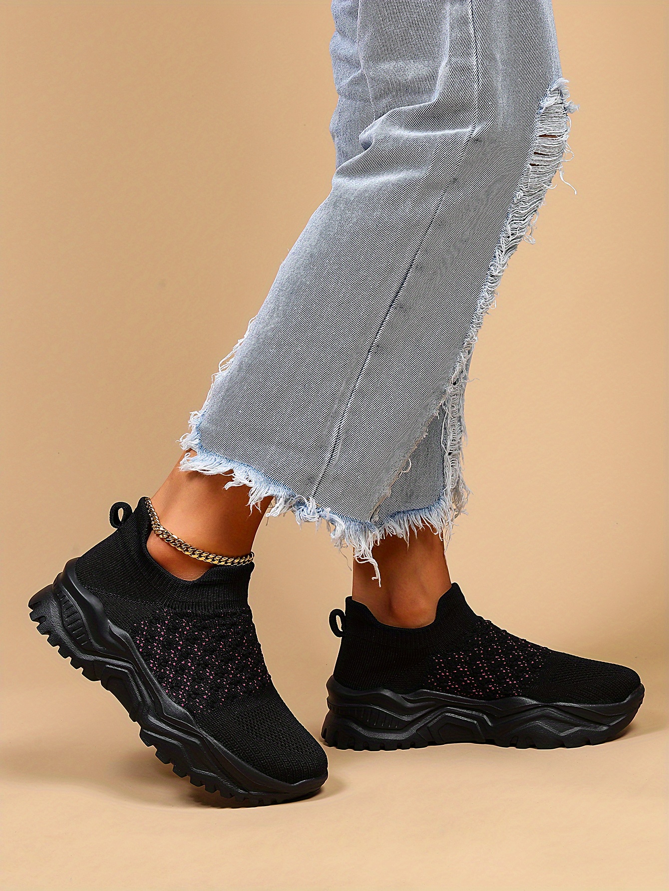 Women'S Air Cushion Sports Shoes, Solid-color Laced Low-top Running Shoes, Lightweight And Comfortable Knitted Walking Shoes.