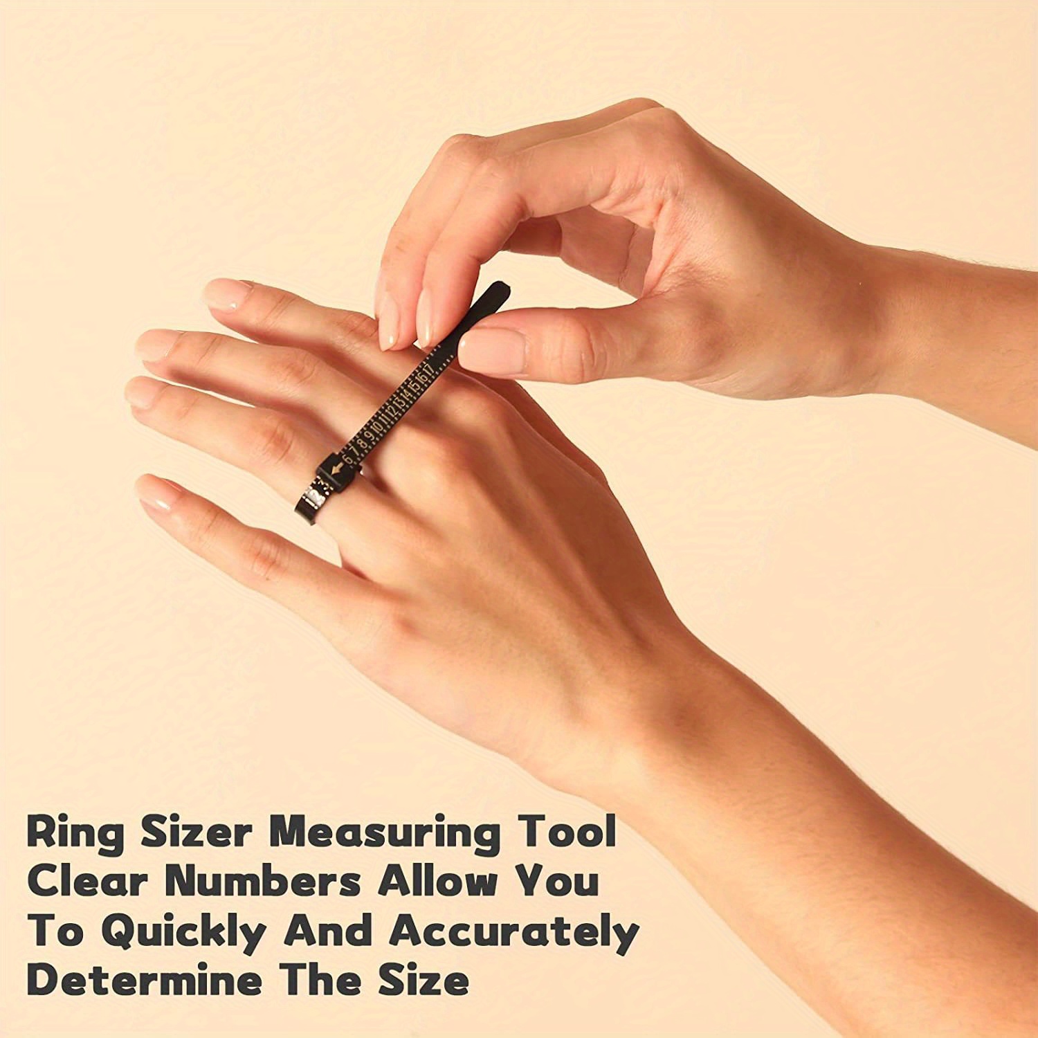 Juego de 2 herramientas de medición de tamaño de anillo, que incluye  cinturón de medición de anillos estándar de EE. UU. y medidor de dedo de  anillo