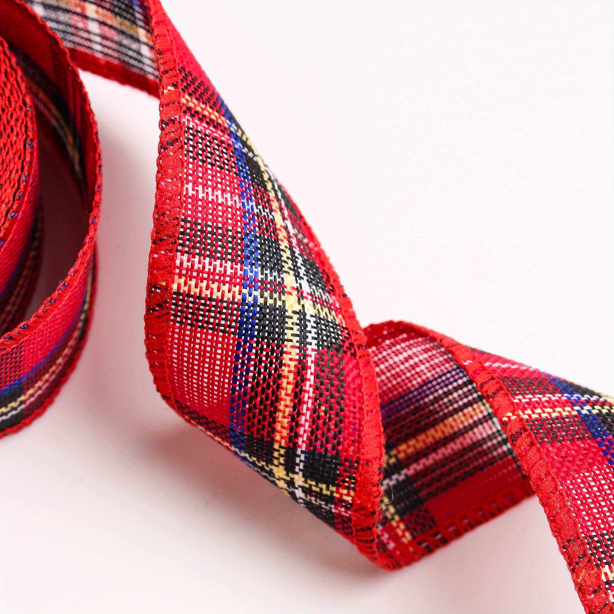 Diy Imitation Burlap Colored Plaid Ribbon Christmas - Temu