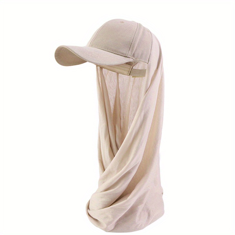 Women Adjustable Baseball Cap With Long Bubble Chiffon Head Wrap Hat And Shawl