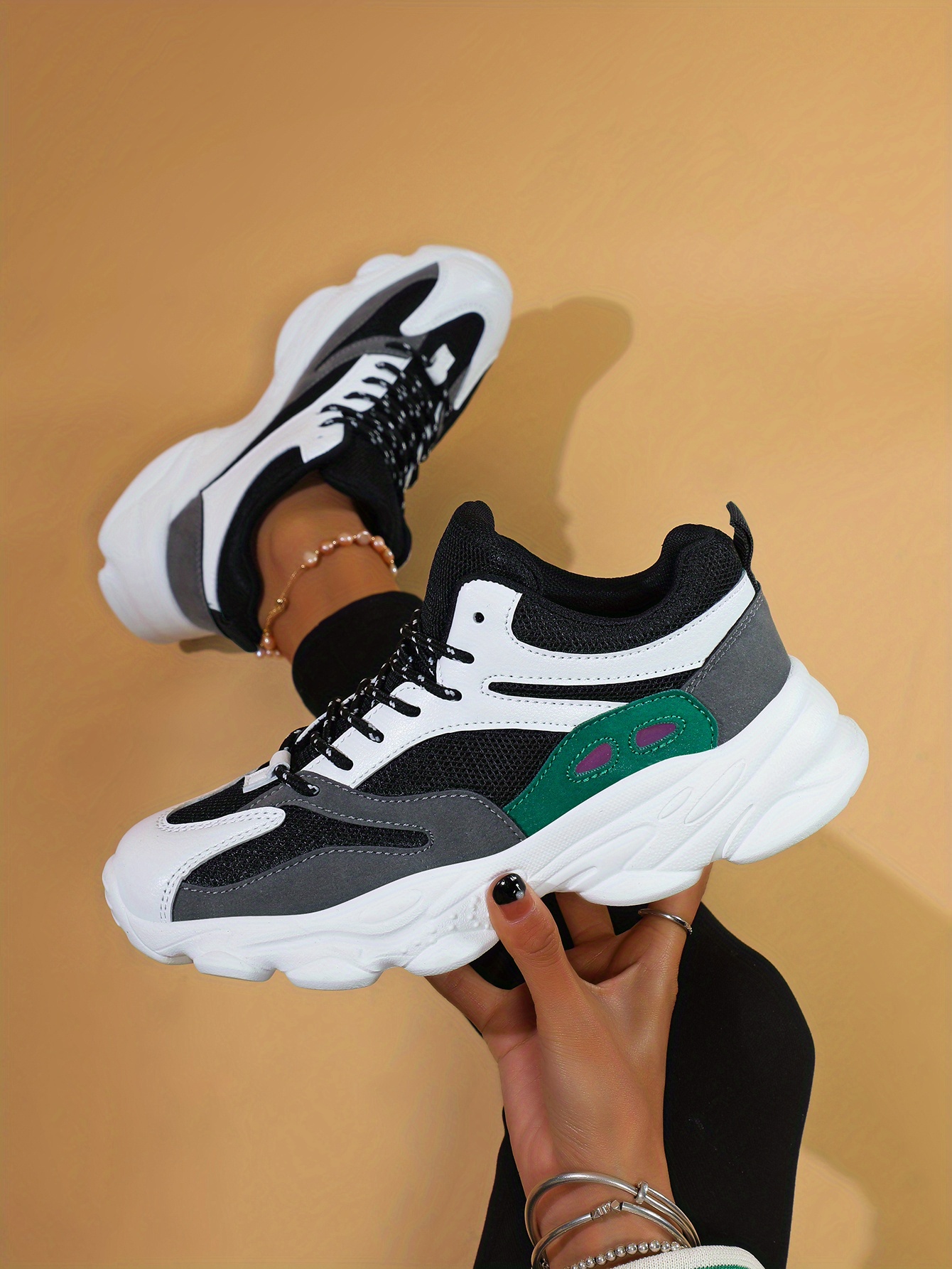 Xbemkste Laufschuhe Damen - Bequeme Sportschuhe Mit Dicker Sohle Für Freizeit