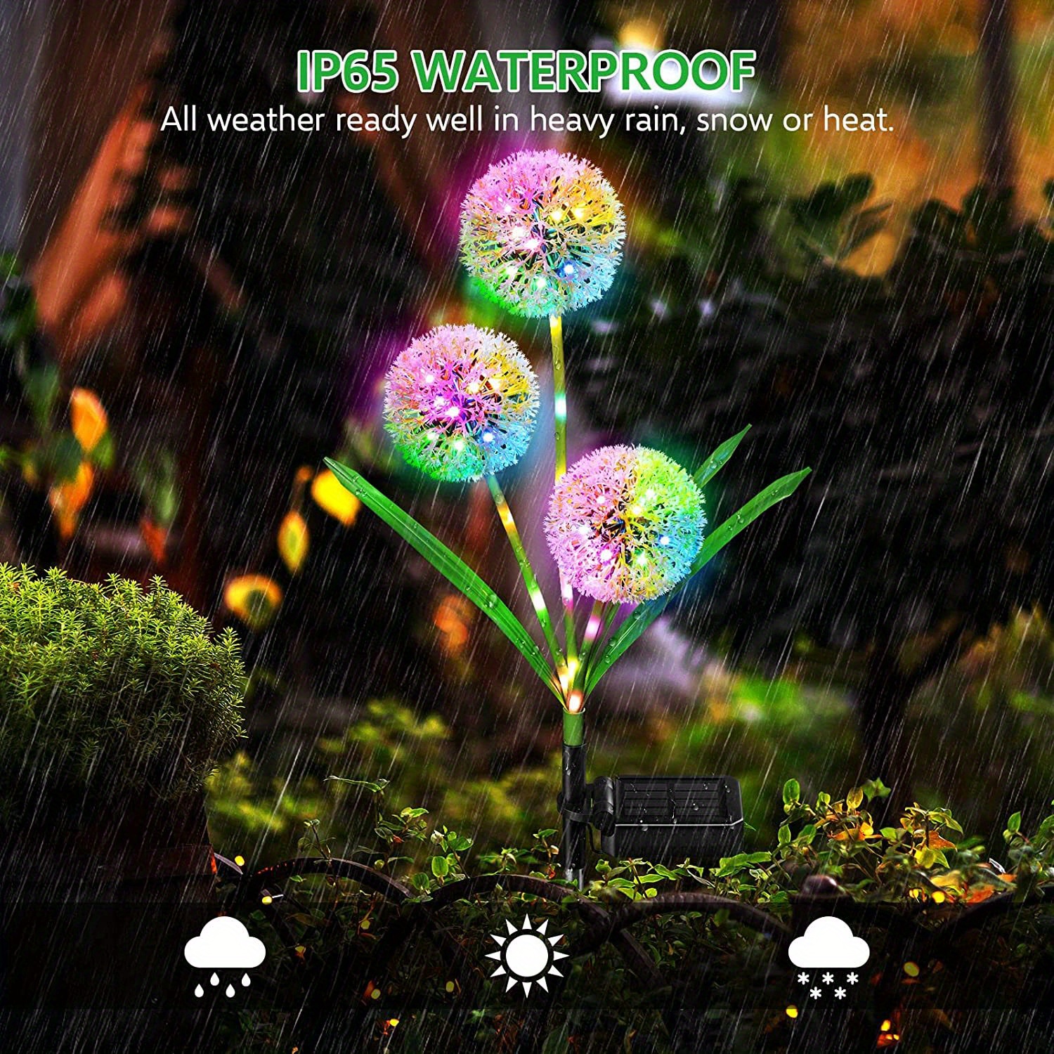 1pc 2pcs solar outdoor lights decorative 36leds solar garden lights with 2 lighting modes 3 in 1 solar dandelion flowers ip65 waterproof solar powered outdoor lights for garden yard multi colored details 2