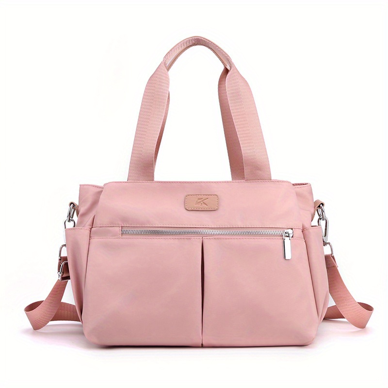 Large Capacity Versatile Shoulder Bag Zipper Solid Stylish Handbag Nylon