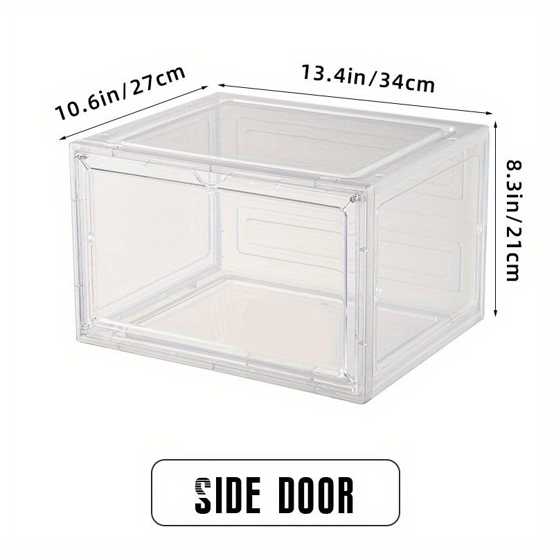 6 Pack Plastic Shoe Storage Boxes with Magnetic Door - Clear