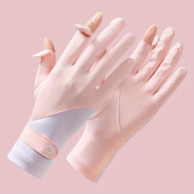Ice Silk Sunscreen Gloves Non-slip Touch UV Protection Driving Cycling Gloves