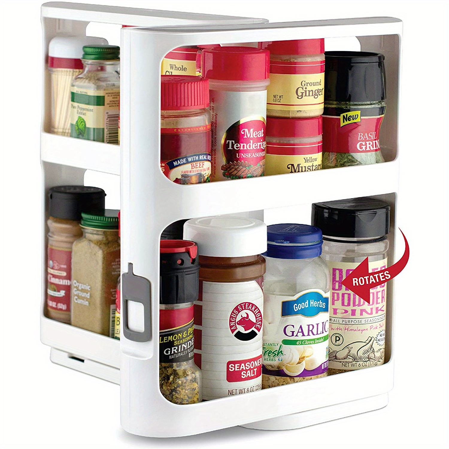 1set Kitchen Cabinet Pull-out Spice Rack Double-layer Plastic Drawer Shelf  For Storage Of Spice Jars