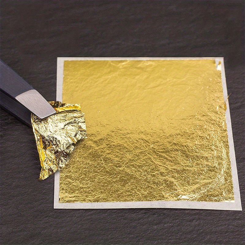 100 Pcs Gold Leaf Sheets Foil Paper for Arts Slime DIY Gilding Nails Art  Craft Gold 