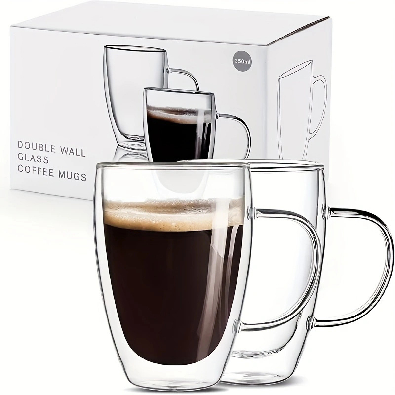 Double Walled Glass Coffee Cups Insulated Clear Glass Mug Tea Mug