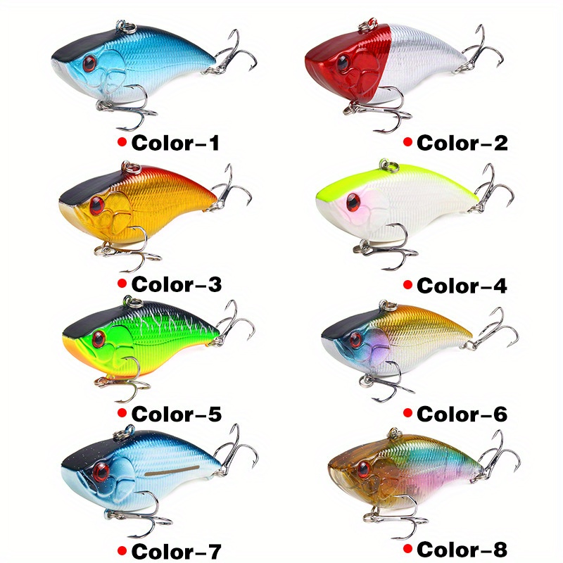 Image of 8pcs Hard Fishing Lure - Perfect For Bass, Pike & Trolling - 7cm/2.76inch 18.8g Plastic Vib Hard Artificial Bait