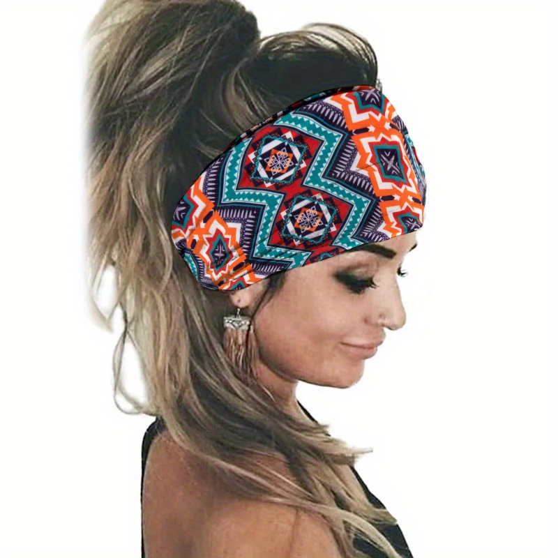 Boho Style Flower Print Headband Knotted Headband Ladies - Temu