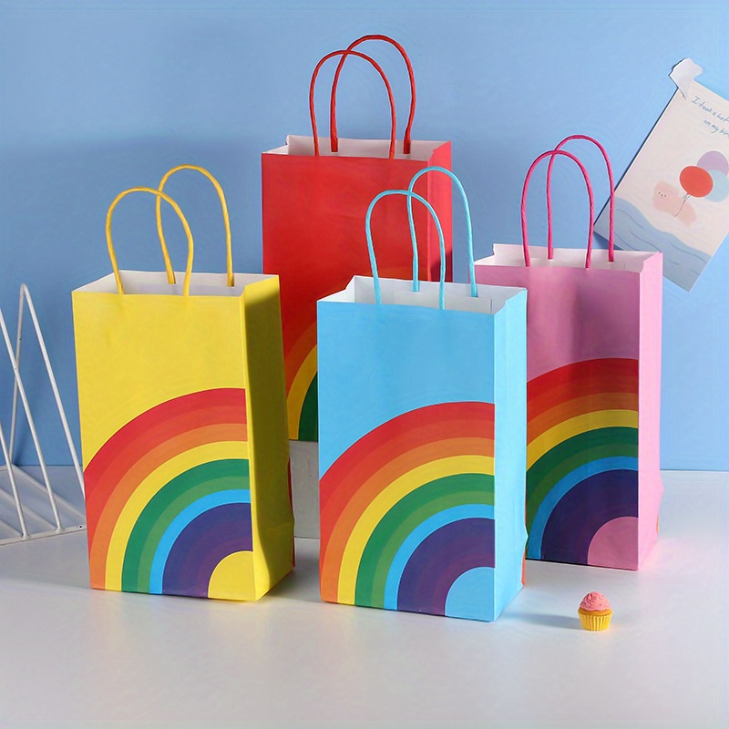 Paquete de 24 bolsas de regalo de arcoíris para cumpleaños, bolsas de  dulces con asas, bolsas de regalo de arco iris, bolsas de regalo de papel  de