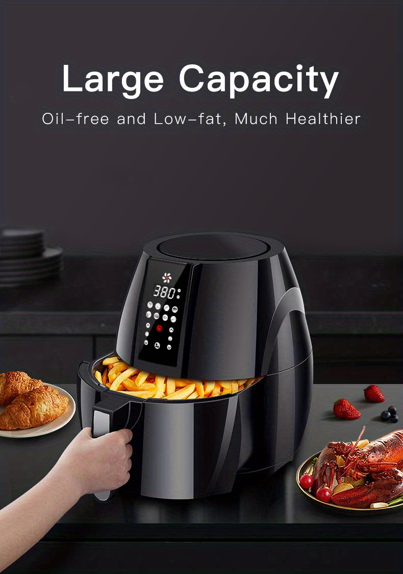6.3 Qt Large Family Size Greaseless Air Fryer: 8-in-1 Customizable  Functions, Digital Temp & Time Control, - Black - Temu