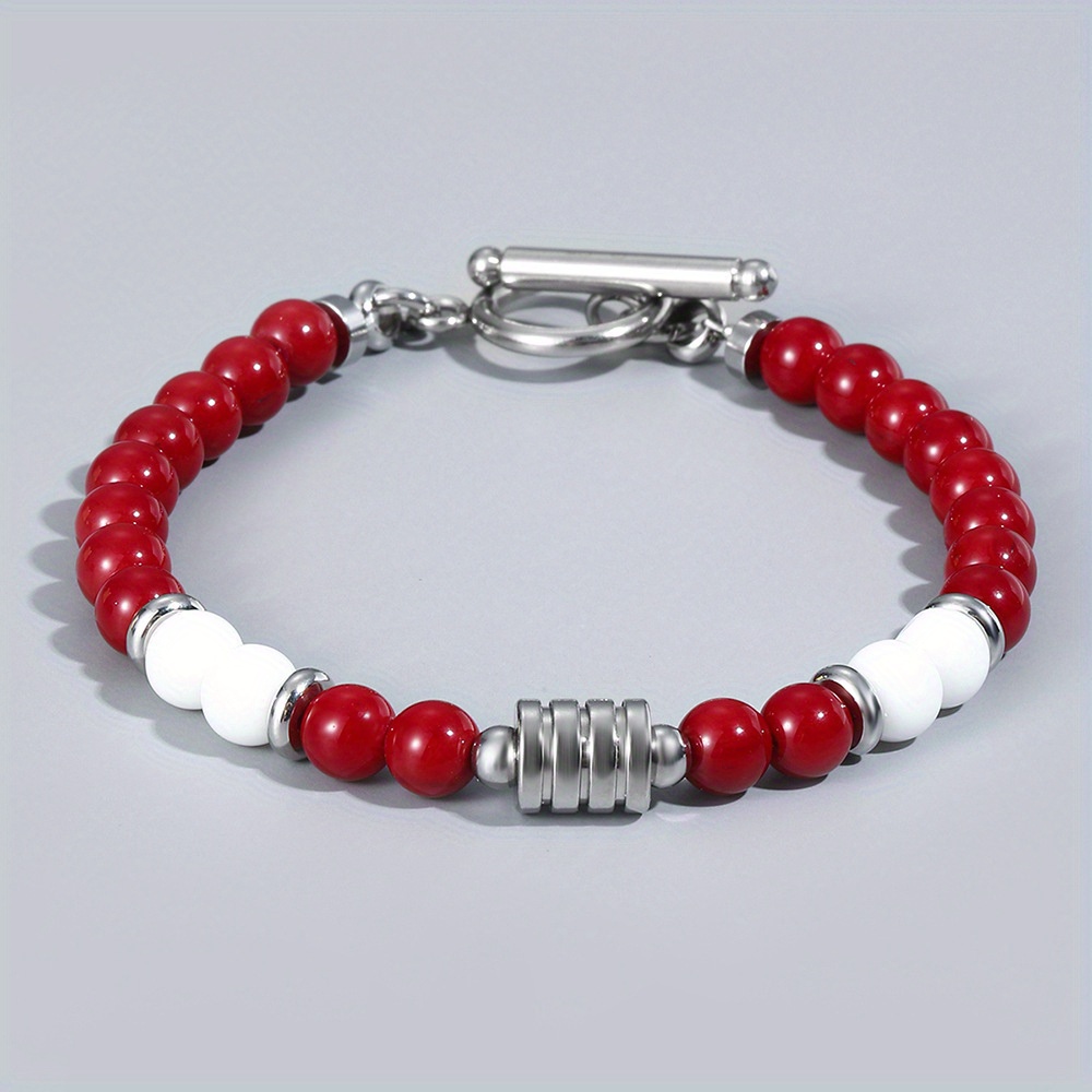 Men's Stainless Steel Beaded Bracelet