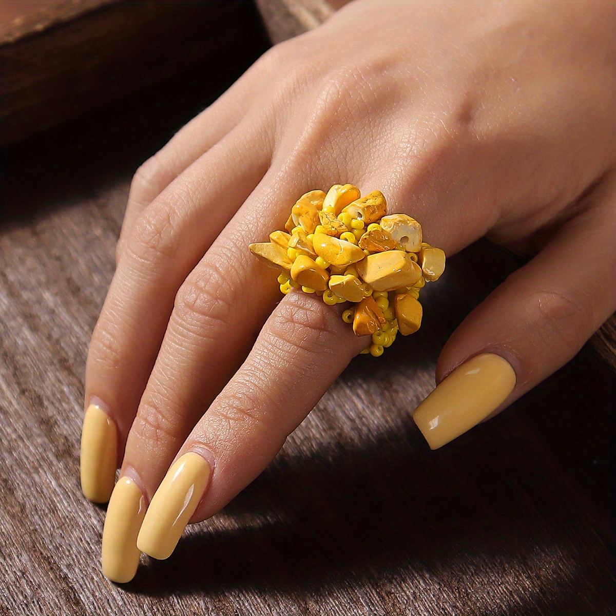 Bohemian Vacation Style Rice Beads Beaded Band Ring