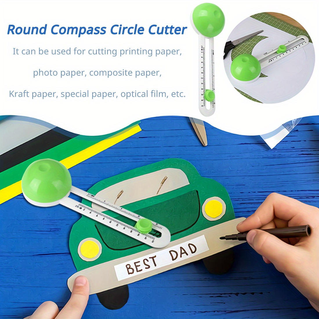 IUYQY Circular Paper Cutter Rotary Circle Paper Trimmer Round Cutting Knife  Card Cutter for DIY Scrapbook Paper Crafts Cards Making J8B7