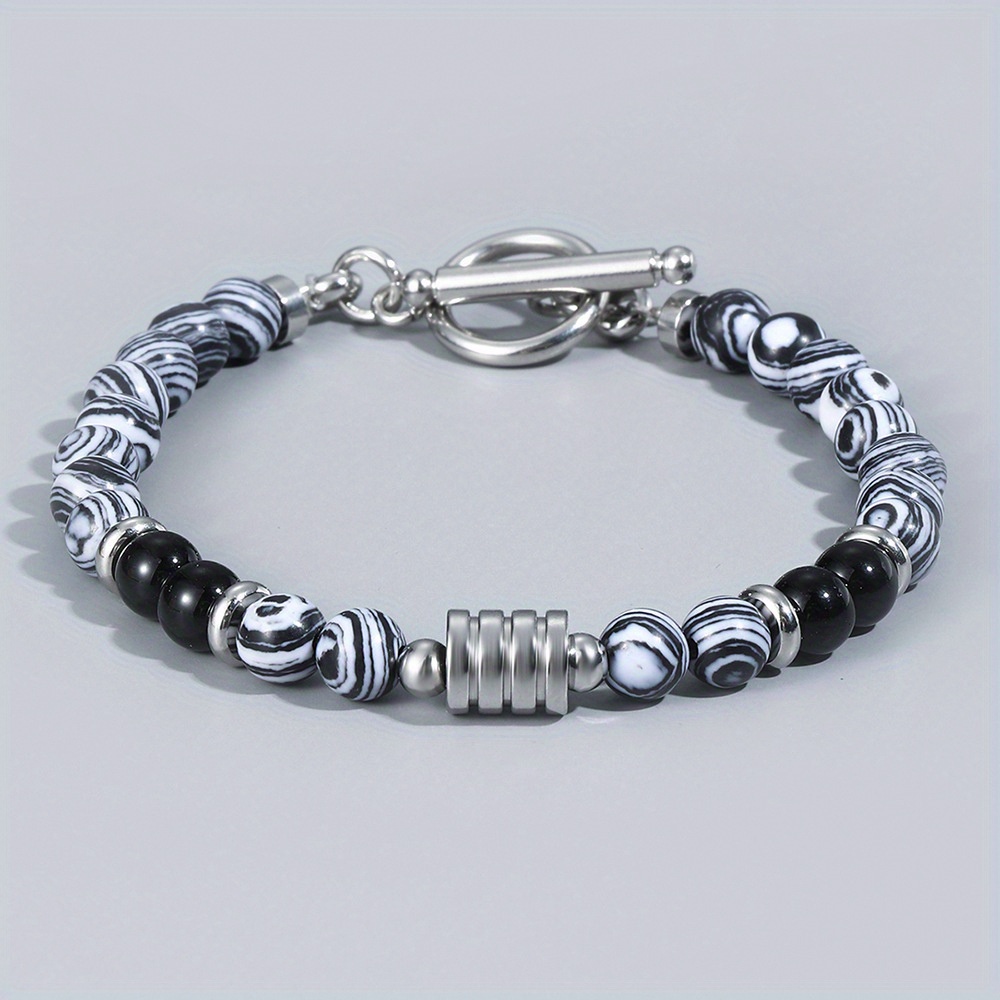 Men's Stainless Steel Beaded Bracelet