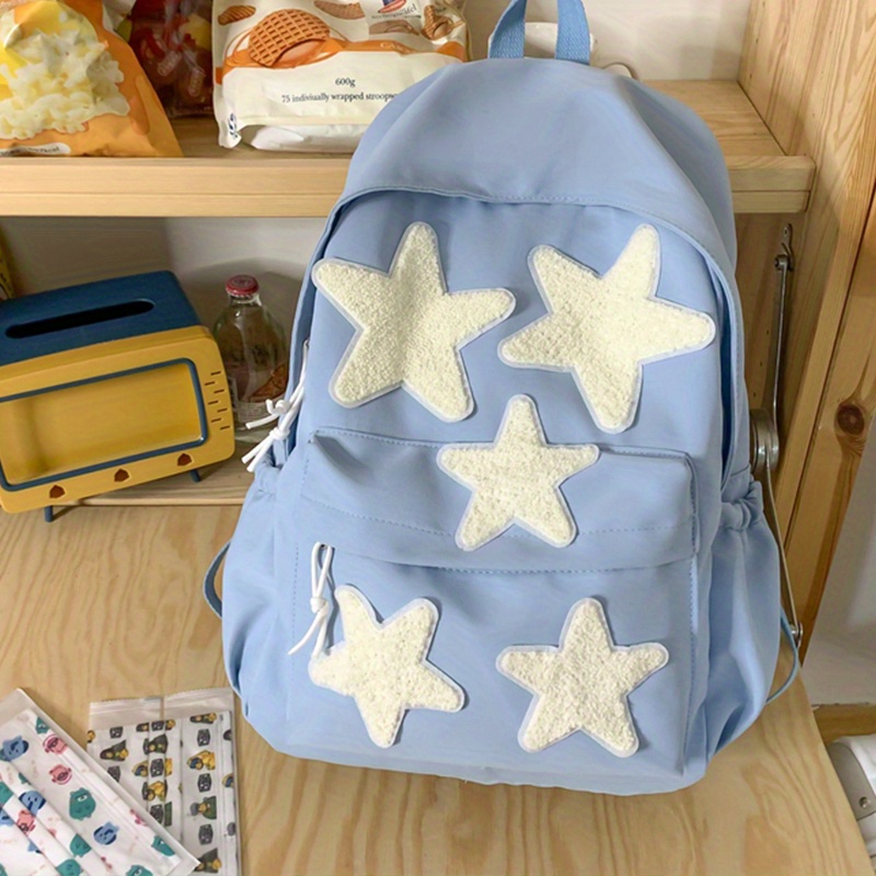 Simple Star Decor School Backpack Casual match Rucksack Temu