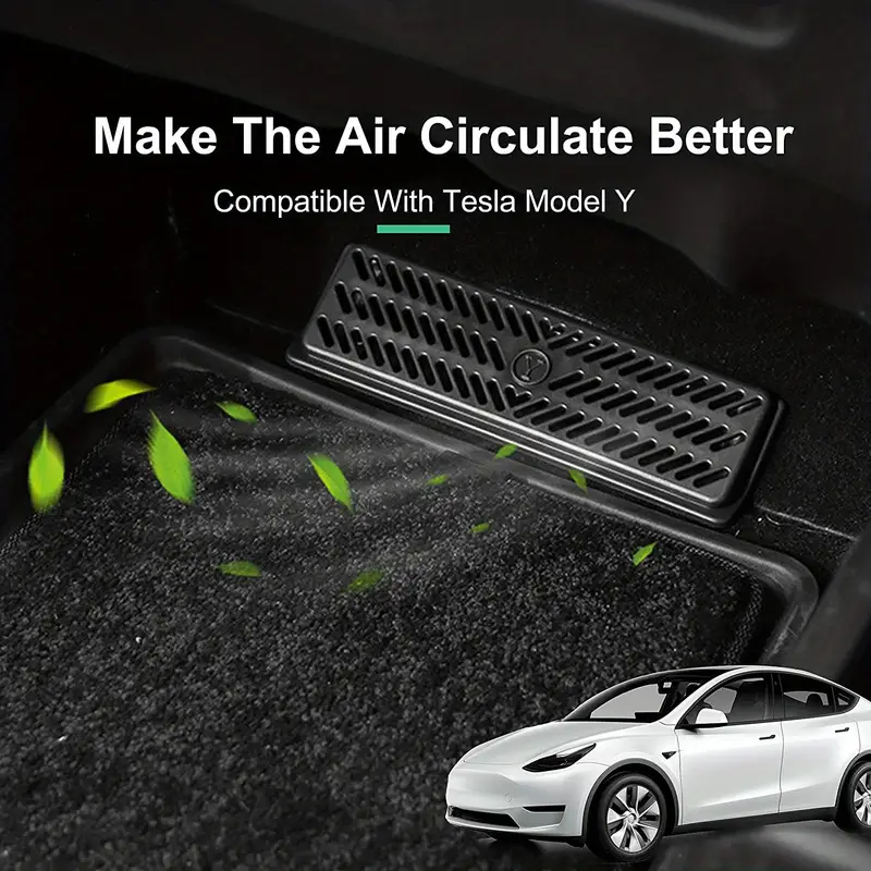 2 Stück / Packung Für Tesla Model Y 2019-2023 Rücksitz Luftstromabdeckung  Snap-in Installation Hintere Unter Sitz Klimaanlage Auslassgitter