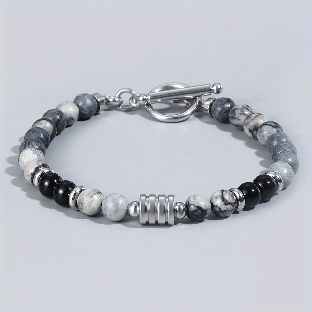 Men's Stainless Steel Beaded Bracelet