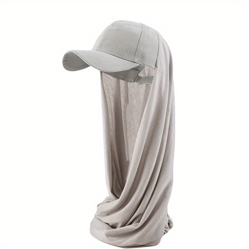 Women Adjustable Baseball Cap With Long Bubble Chiffon Head Wrap Hat And Shawl